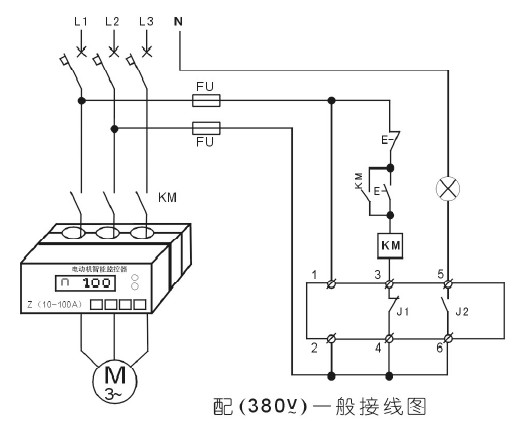 電動(dòng)機智能監控器380v一般接線(xiàn)圖